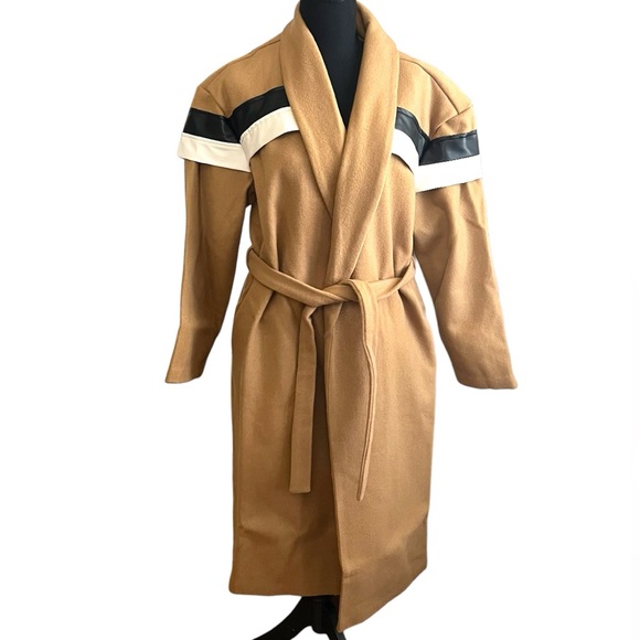 NWT Making the Cut Andreas Wool camel stripe coat - Picture 2 of 9